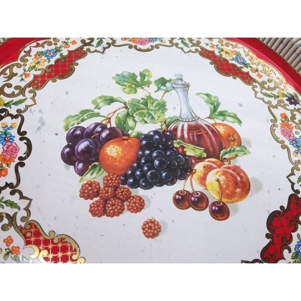 Vintage Serving Tray Daher Decorated Ware Made in England Floral Wine Jug